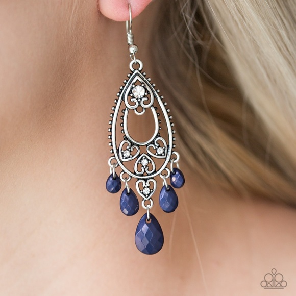 paparazzi Jewelry Navy Blue Chandelier Earrings Nwt Poshmark